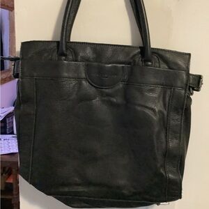 Elegant Black Leather Tote Bag